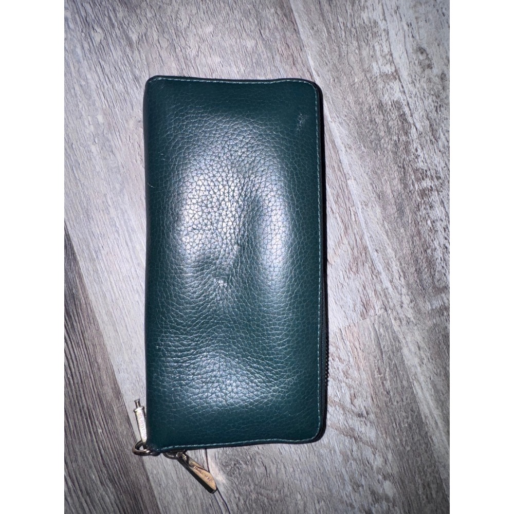 Michael Kors Jet Set Green Pebbled Leather Zip Around Continental Wallet - Picture 2 of 8